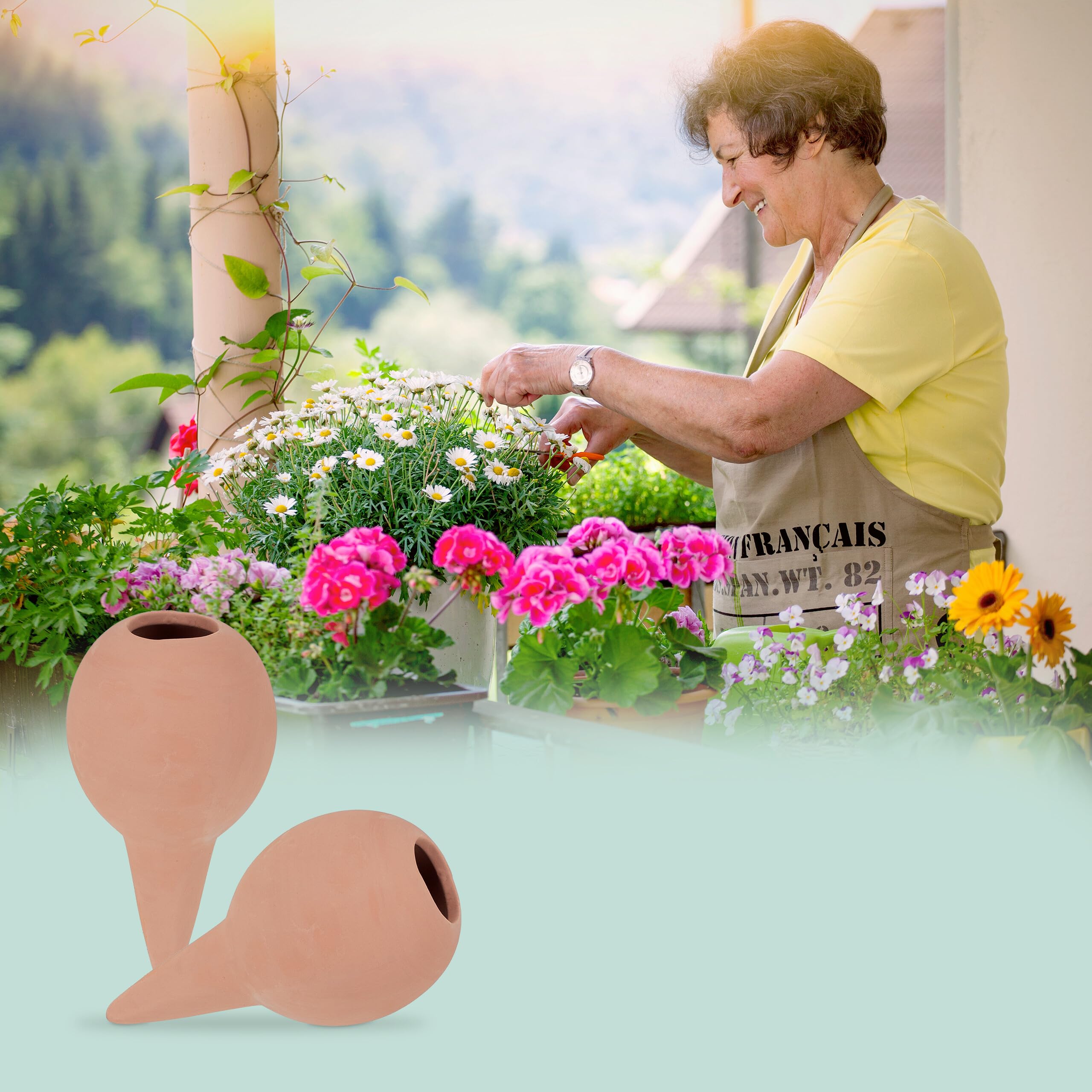 Relaxdays Arrosage en Terre Cuite, lot Pratique de 6, pour intérieur et extérieur, H x D : 11,5 x 6 cm, Marron