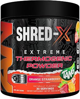Applied Nutrition Shred-X Thermogenic Fat Burner Powder | Weight Management & Metabolism Support | 200mg Caffeine, Green Tea Extract, L-Carnitine, GBB & Betaine | Vegan, Sugar Free | 30 Servings (Tang Orange Strawberry)