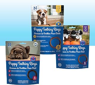 N-Bone Puppy Teething Rings Variety Pack: Chicken, Pumpkin, Blueberry BBQ - 18 Rings for Gentle Gum Relief