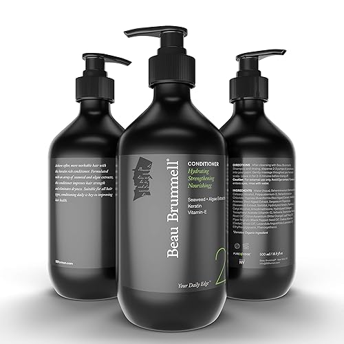 Miniatura 4 de Beau Brummell para hombres  Paquete de artículos esenciales de ducha  Champú + Acondicionador + Gel de baño 16.9 oz botellas