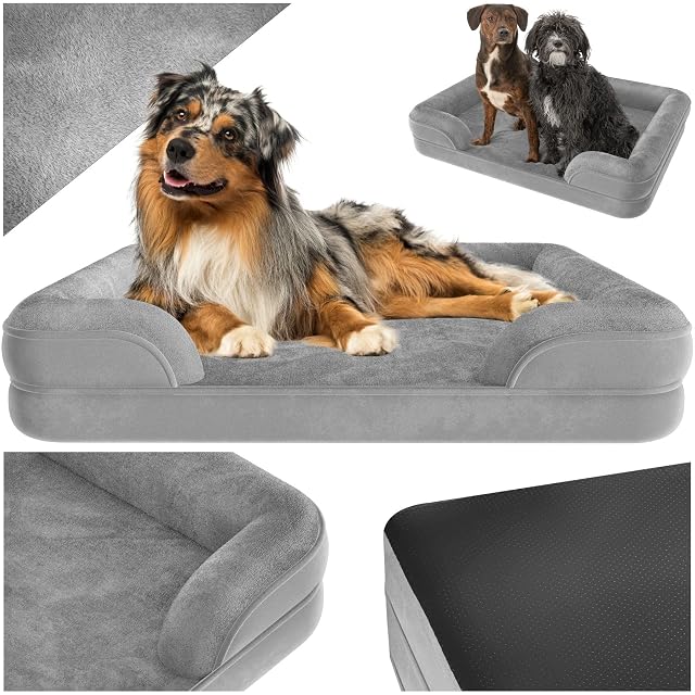 tectake® Cama Perro Ortopédica, Acolchado Espuma Viscoelástica, Funda Impermeable Lavable, Base…