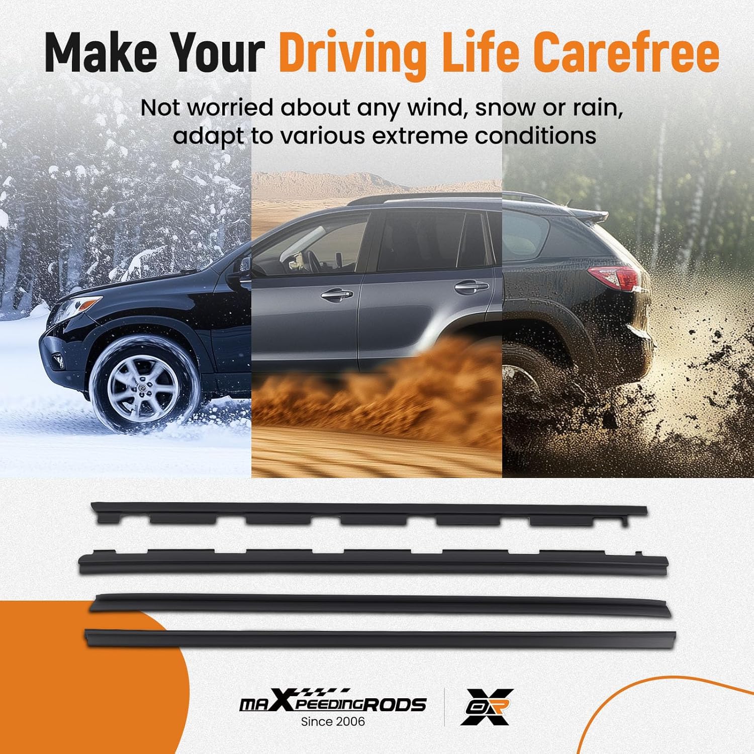 maXpeedingrods 4pcs Weatherstrip Window Moulding Trim Seal Belt for Chevy GMC Truck 1988-2002, Replacement for Front Left & Right Doors, Replaces 15991406, 15991405, GM1390151, GM1391151