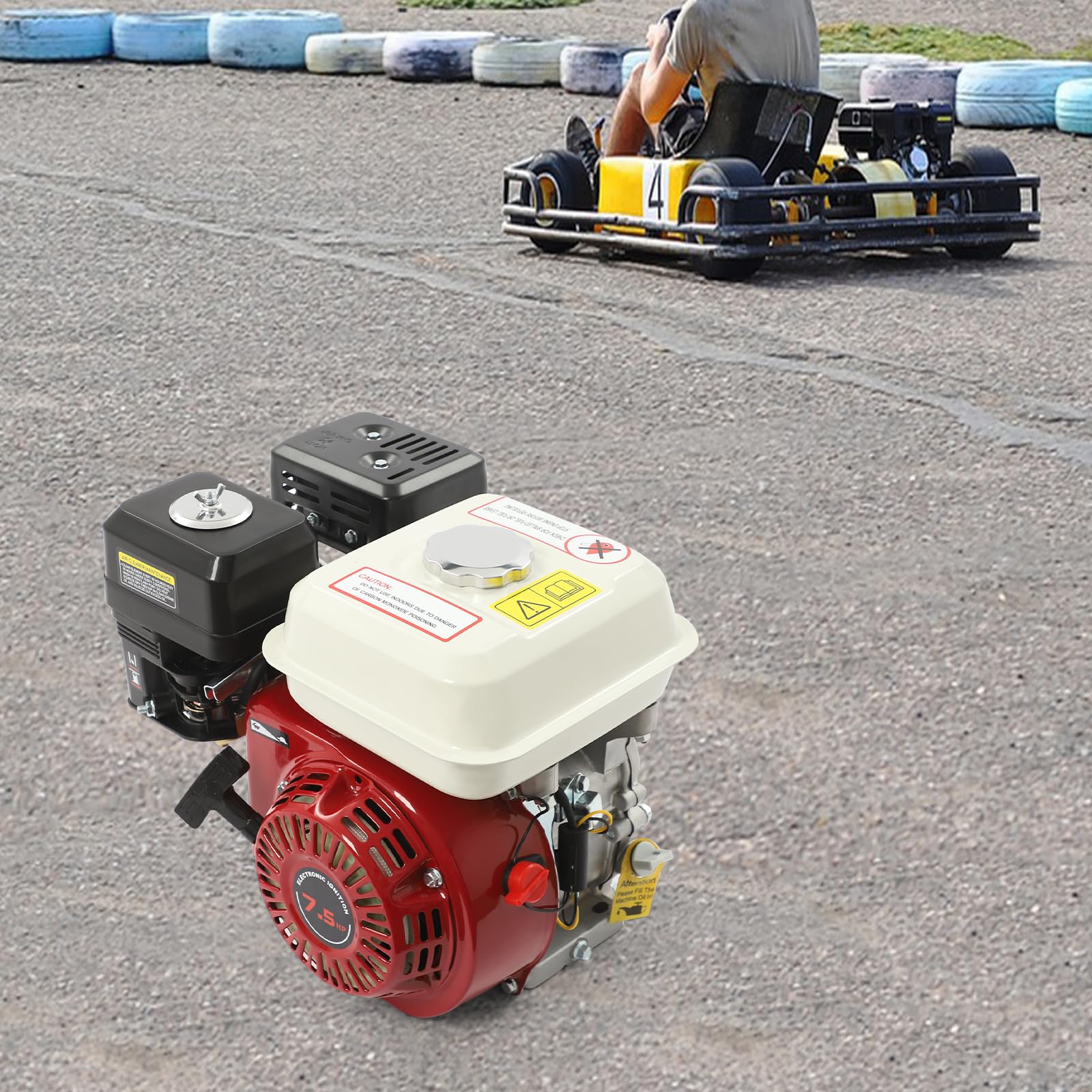 7.5PS 4-Takt Benzinmotor Luftgekühlt mit 20mm Achse 3.6L Tank 100h Getestet für Go-Kart Rasenmäher Wasserpumpe | Robuster 4-Takt-Motor mit Ölmangel-Sensor & Luftkühlung. Für Go-Kart, Rasenmäher, Schneefräse & mehr. Manueller Start
