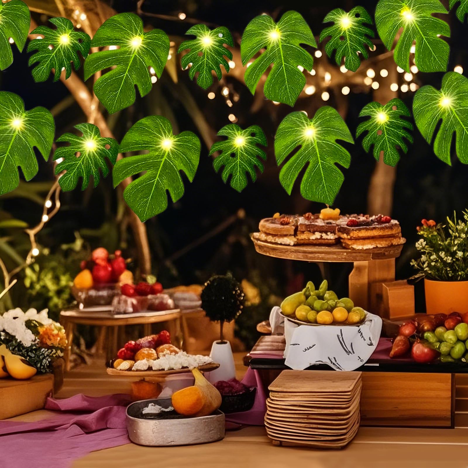 Catena Luminosa Hawaiana 3m Con 20 LED, A Batteria, Per Feste Estive, Spiaggia, Interni/Esterni, Decorazione Tropicale - 3