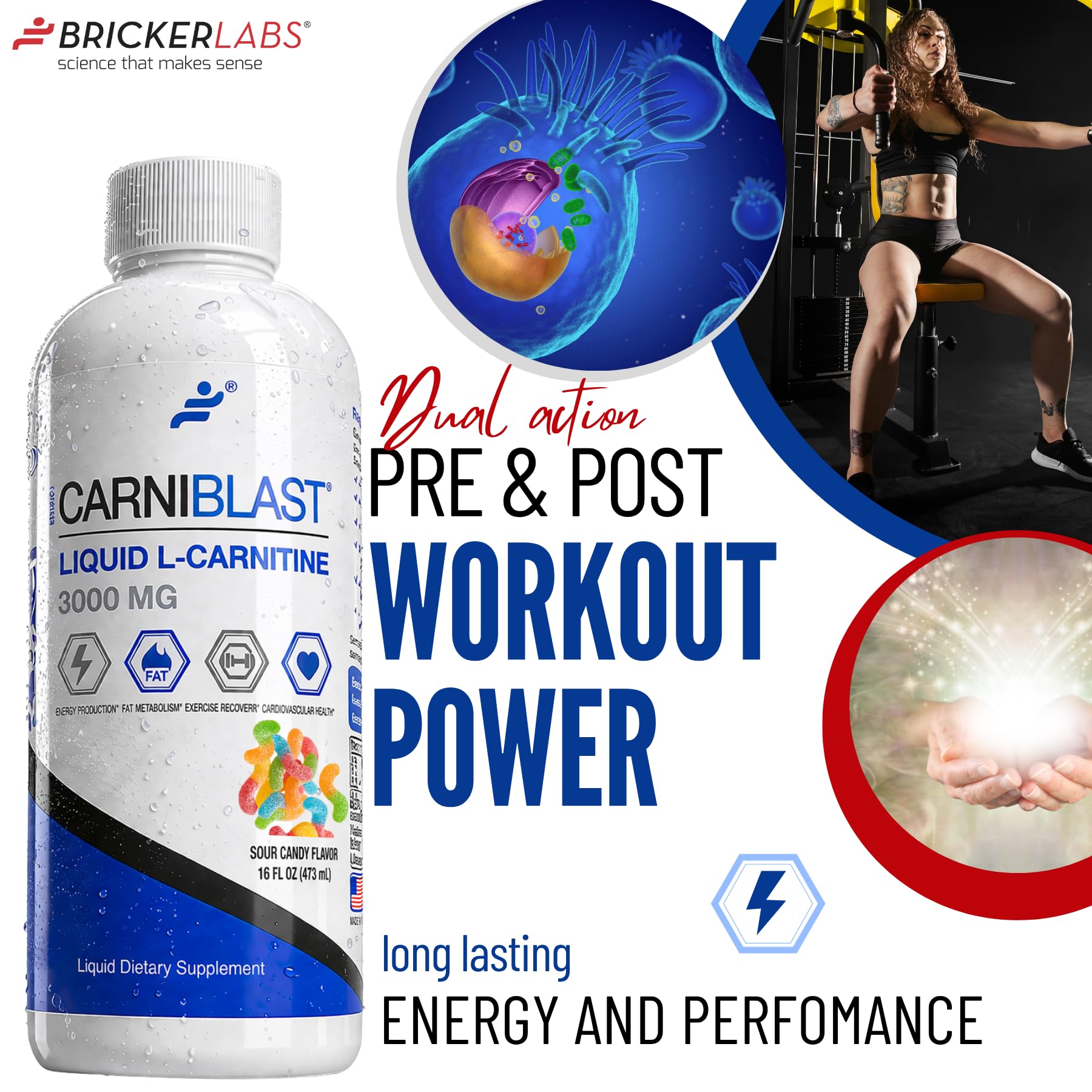 Bricker Labs CARNIBLAST Liquid L-Carnitine 3000mg with Carnipure & GBB – Energy, Stamina & Endurance Support, Pre- & Post-Workout, Sour Fruit Flavor, 16 FL Oz — Amazon image 7