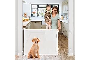 Easy Lift Retractable Gate - 35" Tall Walk-Through Baby Gate with 4"...