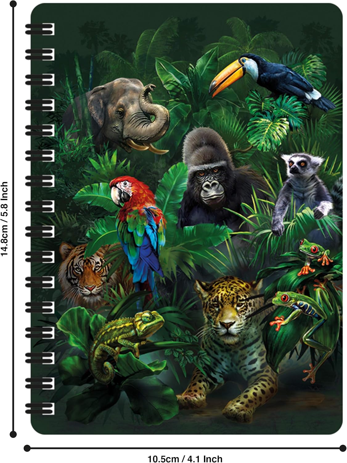3D LiveLife A6 Jotter - Jungle Pals from Deluxebase. Lenticular 3D Wild Animal A6 Spiral Notebook. A Lined Notebook with Artwork Licensed from Renowned Artist Tami Alba - Image 3