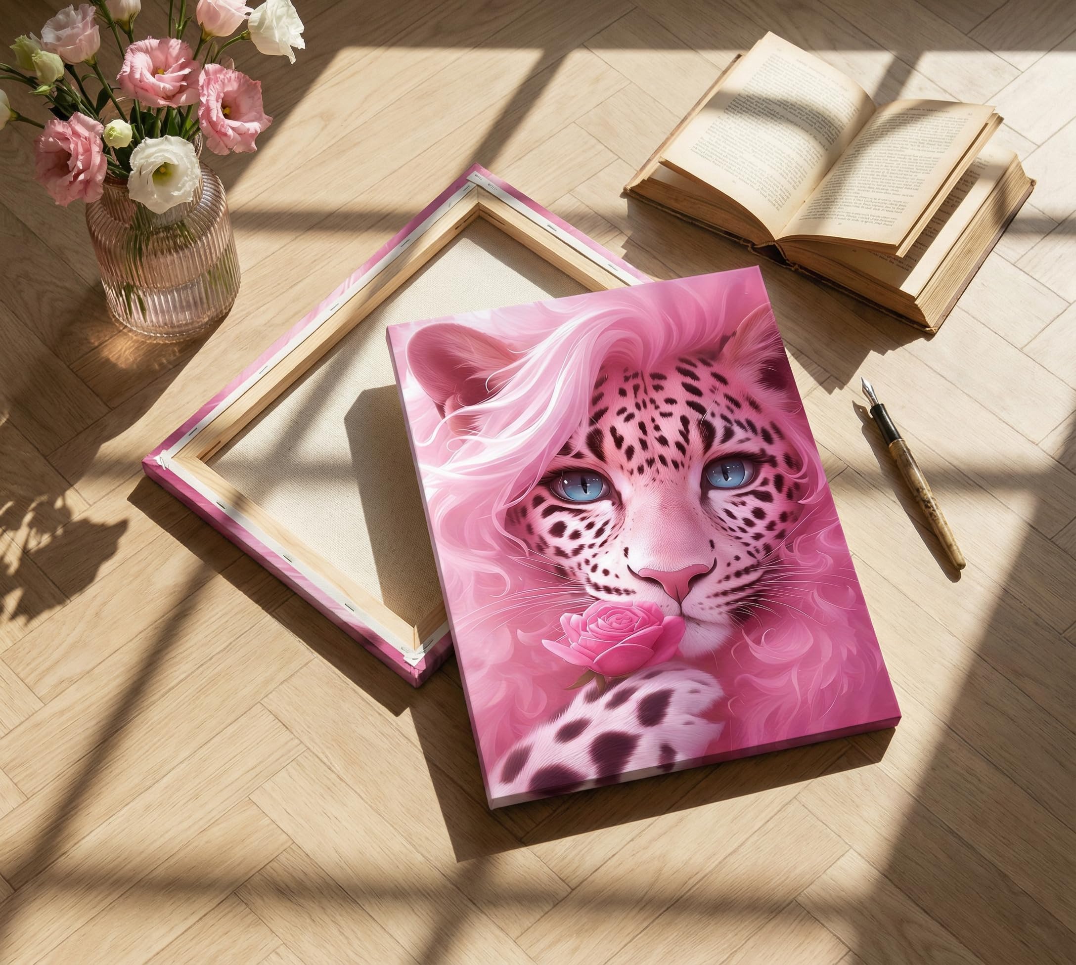 Amazon.com: Whimsical Pink Mother Leopard Canvas Wall Art