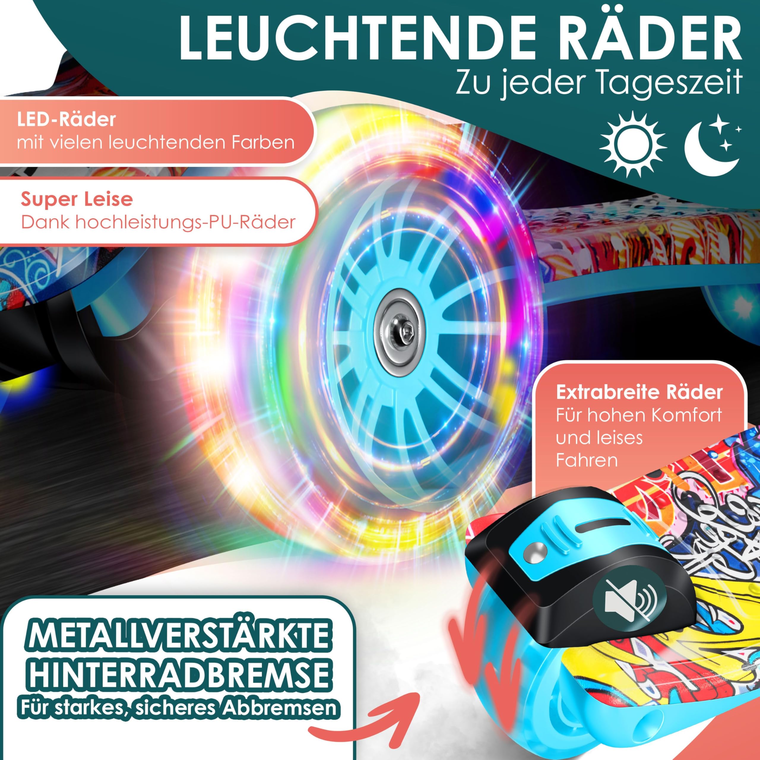 KIDIZ® Trottinette Pro1 à Trois Roues avec LED en polyuréthane - Hauteur réglable - pour Enfants de 3 à 12 Ans