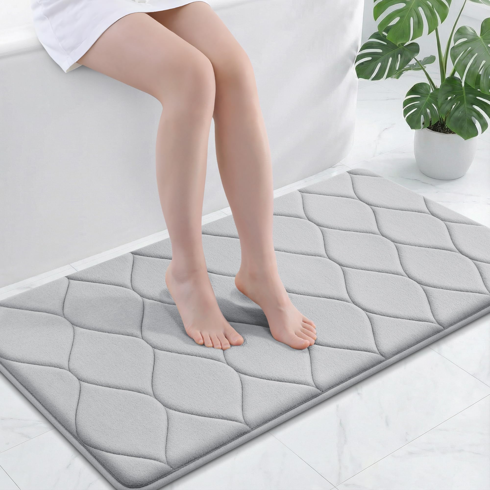 Smiry Memory Foam Bath Mat 44x24, Ultra Soft Absorbent Bathroom Rugs