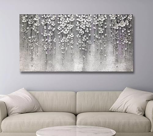 Miniatura 2 de Yika Art Pinturas 3D de 24 x 48 pulgadas, pintura al óleo abstracta moderna pintada a mano sobre lienzo, obra de arte abstracta para decoración de