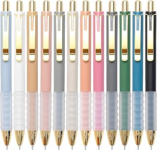 Linbsunne 12-Pack Gold Retractable Ballpoint Pens - Black Ink 1mm Medium Point, Super Soft Non-Slip Grip for Smooth Comfortable Writing