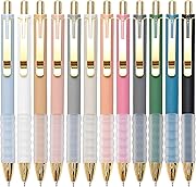 Linbsunne Ballpoint Pens Black Medium Point 1mm Pen with Super Soft Grip Ball Point Pen for Men Women Retractable Pens (gold-12 pcs)