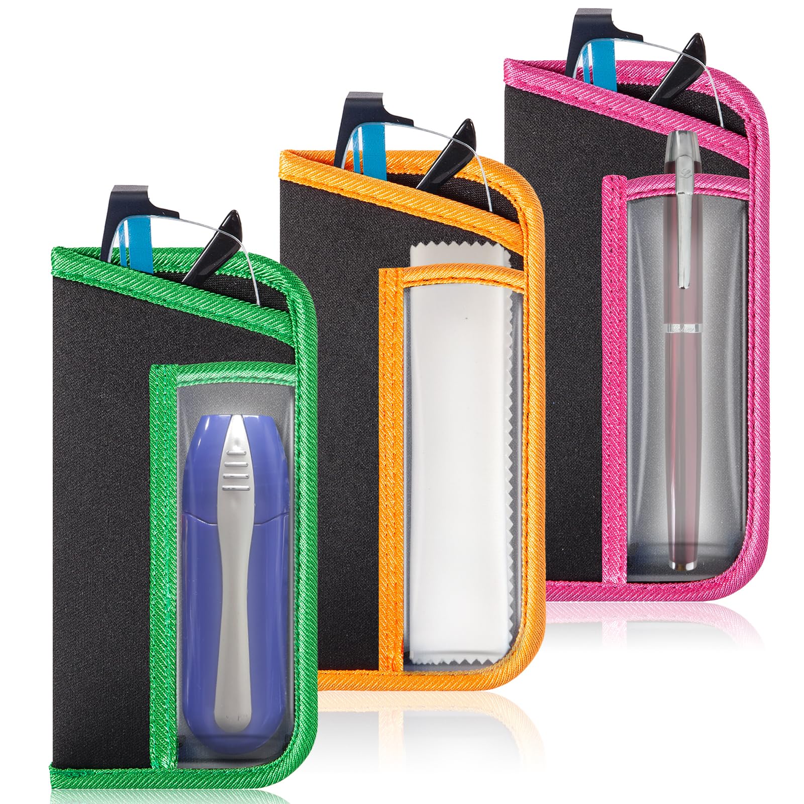 TRIUMPH VISION Reading Glasses Pouch Eyeglass Sleeve Soft Case Slim 3 Pack