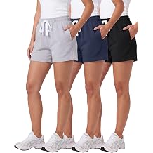 Real Essentials 3 Pack Womens Cotton French Terry Shorts Pockets - Casual Athletic Lounge Available in Plus
