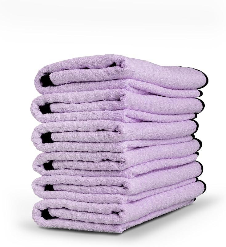 Adam's Waterless Wash Microfiber Towel (6 Pack) - Waffle Weave Design Traps Dirt & Safely Cleans Your Car, Boat, RV, Truck, and More - Dries, Cleans with Waterless Wash System