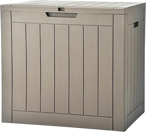 DWVO Caja de almacenamiento al aire libre de 30 galones, almacenamiento de resina para patio, herramientas de jardinería, flotadores de piscina,