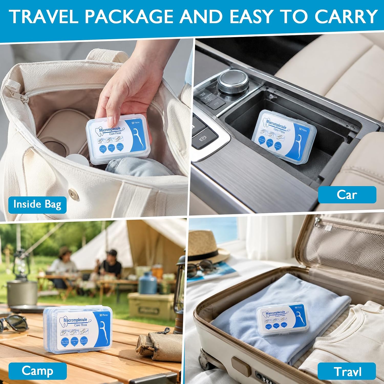 2000 Count Dental Floss Picks Sticks, Tooth Picks Flossers Professional Toothpicks Floss Sticks with Portable Case and Travel Floss Perfect for Family Hotel Restaurant Office Car
