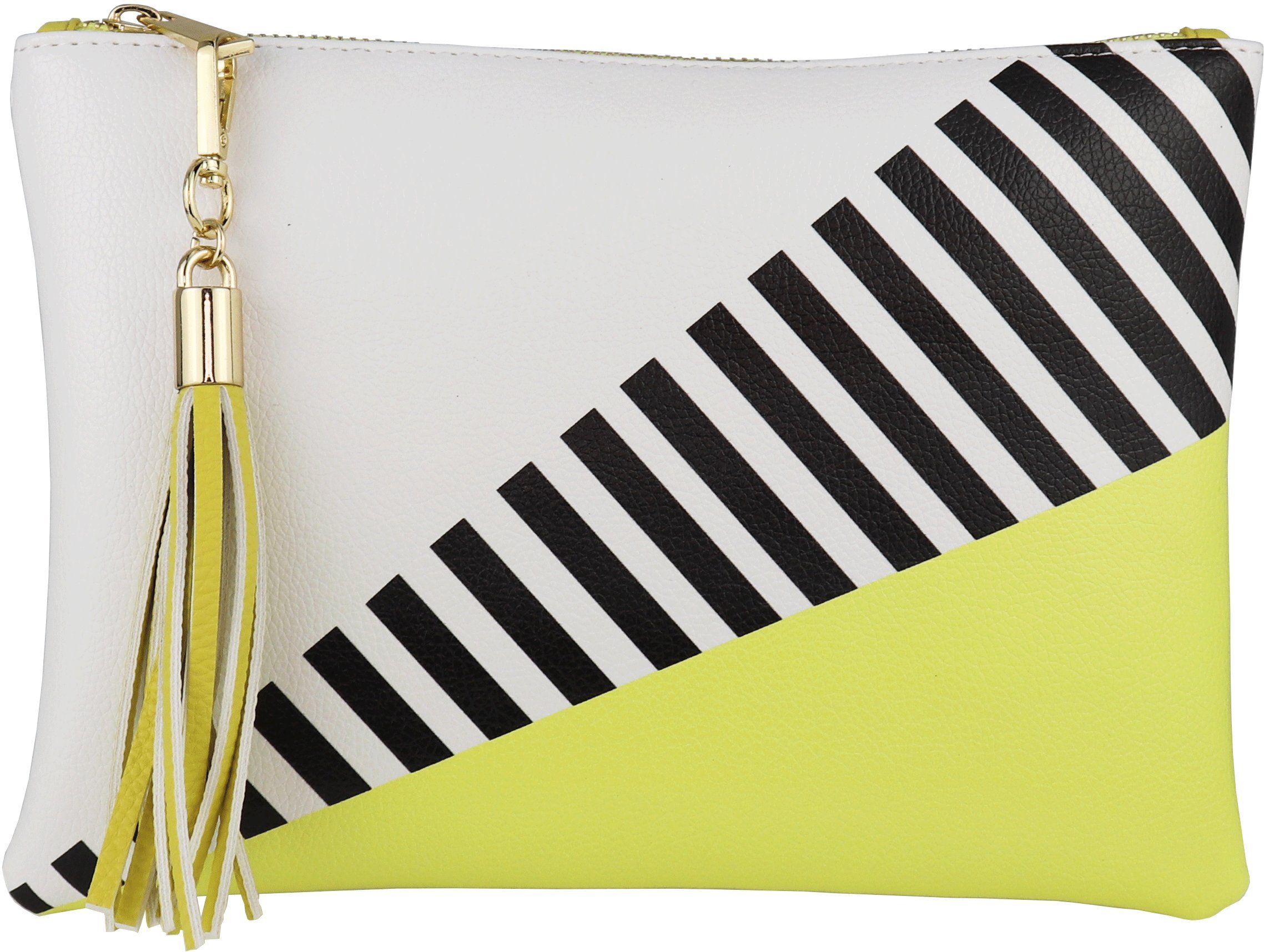 B BRENTANO Vegan Clutch Bag Pouch with Tassel Accent (Yellow)