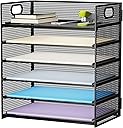 Marbrasse 6 Tier Paper Organizer Letter Tray - Mesh Desk File Organizer with Handle, Paper Sorter Organizer for Letter/A4 Office File Folder Holder - Black