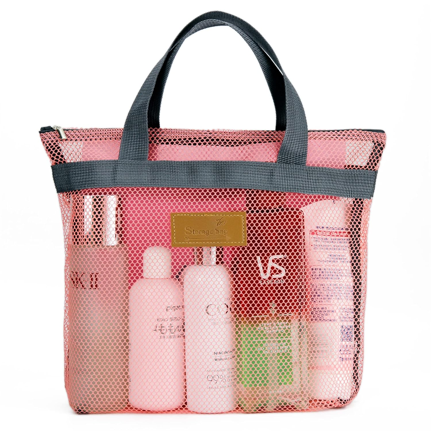 TOPASION Mesh Shower Caddy Bag Portable Hanging Toiletry and Bath Organizer with Zipper for Travel Gym Camping College