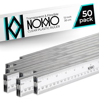 Rulers Bulk for Classroom Pack of 50 Clear Plastic Ruler 12 Inch 30 cm.