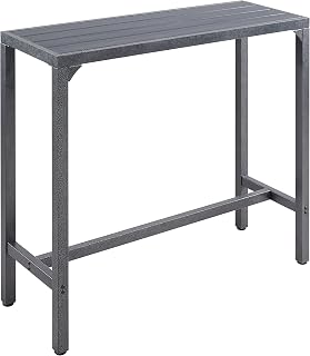 TMEE Outdoor Bar Table Patio High Pub Table 39” L Counter Height Table with Waterproof Top and Sturdy Metal Frame for Hot Tub/Poolside/Garden/Balcony/Hallway/Bistro, Rectangle, Black