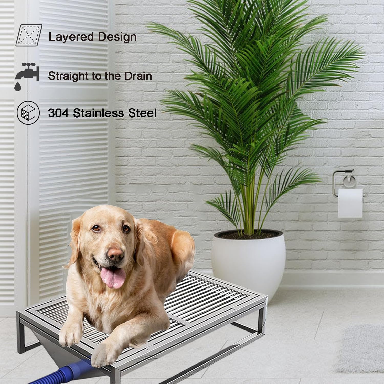 Porch Potty for Dogs, 31"×20" Stainless Steel Dog Litter Box, Portable Sturdy Metal Pet Toilet Tray, for Small Large Dogs Indoor Outdoor Use, Easy to Clean