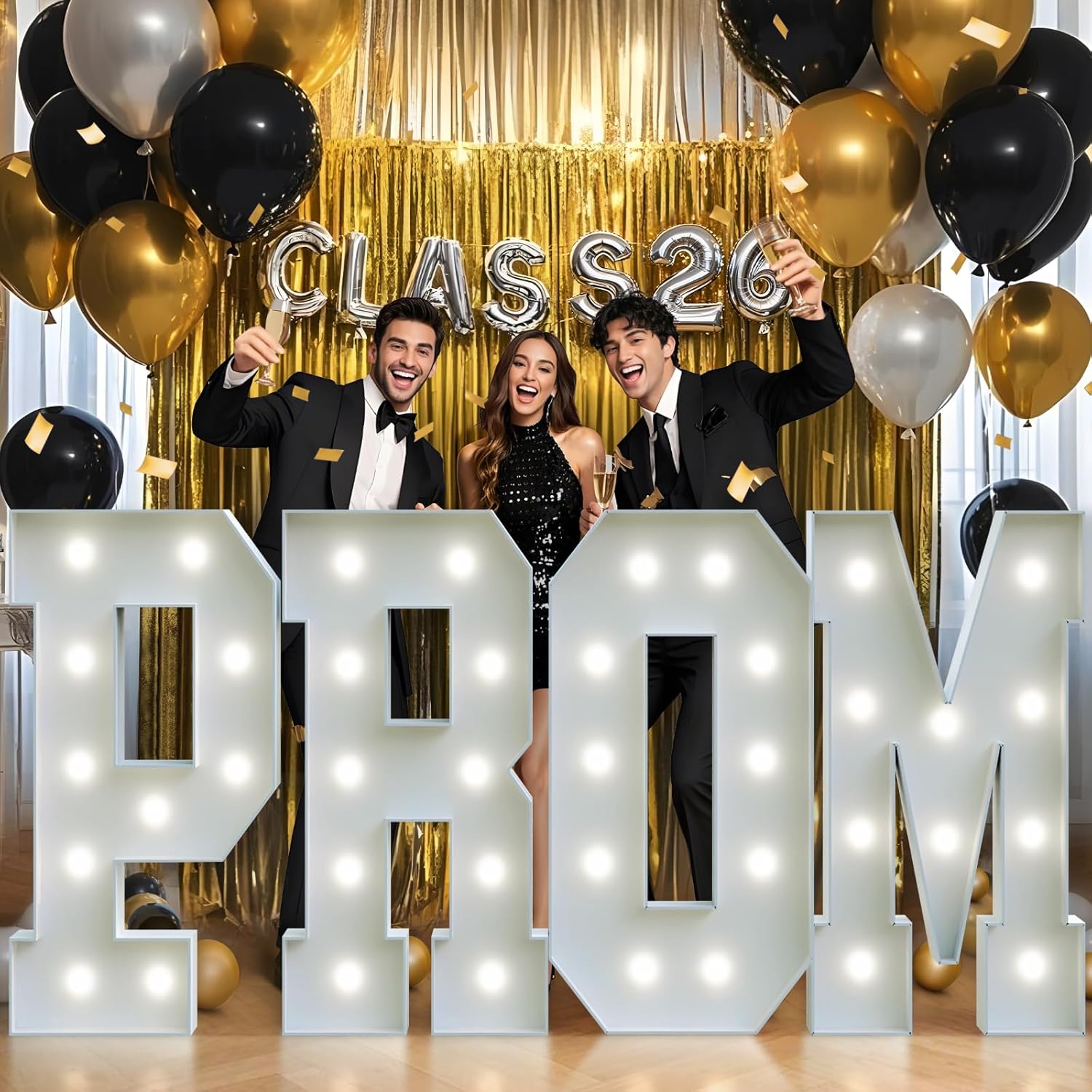 PROM Decorations 2026 Marquee Letters: Graduation Decorations Class of 2026 Large Light Up Letters 4 Feet Tall College High School Grad PROM Party Sign White Light Backdrop for Students