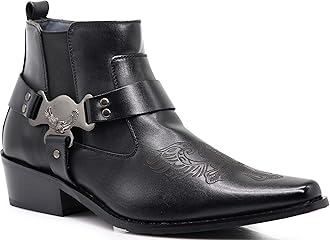 Enzo Romeo WT10 Men's Western Cowboy Motorcycle Ankle Boots black Size: