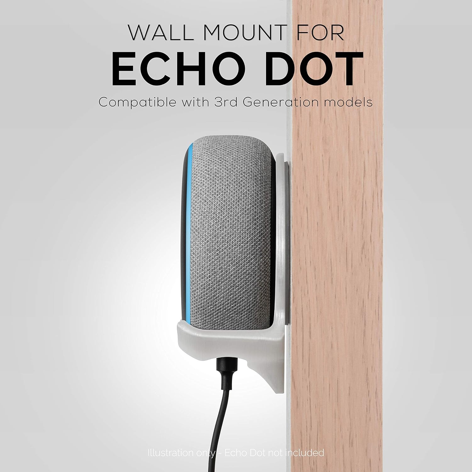 Wall Mount Holder for Echo Dot 3rd & 4th Gen Stick On, No Screws & Secure Fit by Brainwavz (Semi Transparent)