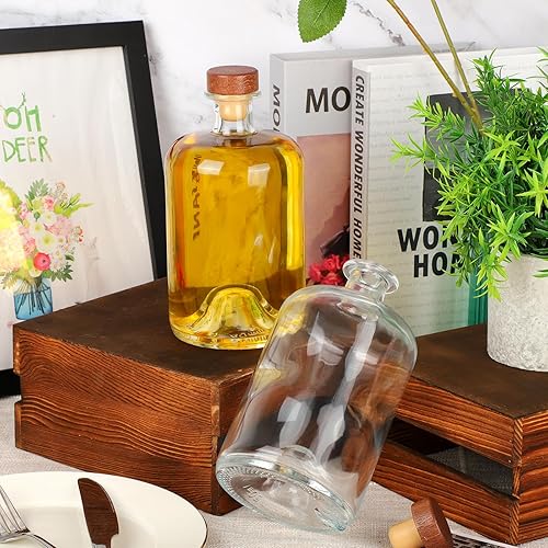 Miniatura 4 de 6 botellas de vidrio con corcho de 16.9 fl oz, botella vacía de licor de 17 onzas, botella de vino vacía con tapas de madera en T, botellas de