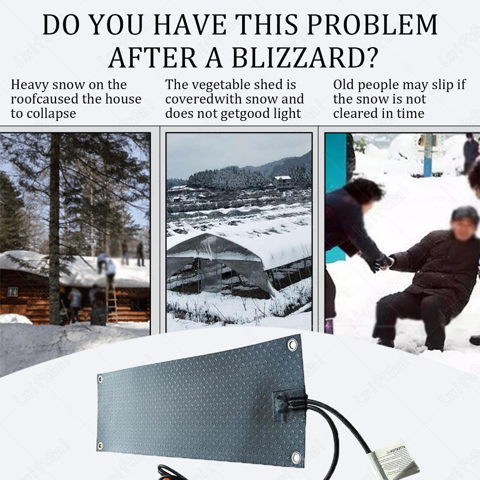 Tapete para Derretir Nieve para Exteriores, Tapetes Calefactados para Derretir Nieve, Alfombra Calefactada Antideslizante para Hielo Y Nieve con Cable De AlimentacióN 5pcs-25 * 76cm