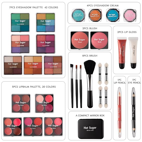 Hot Sugar Makeup Kit Full Starter Cosmetics Set for Teen Girls (Gold Check)