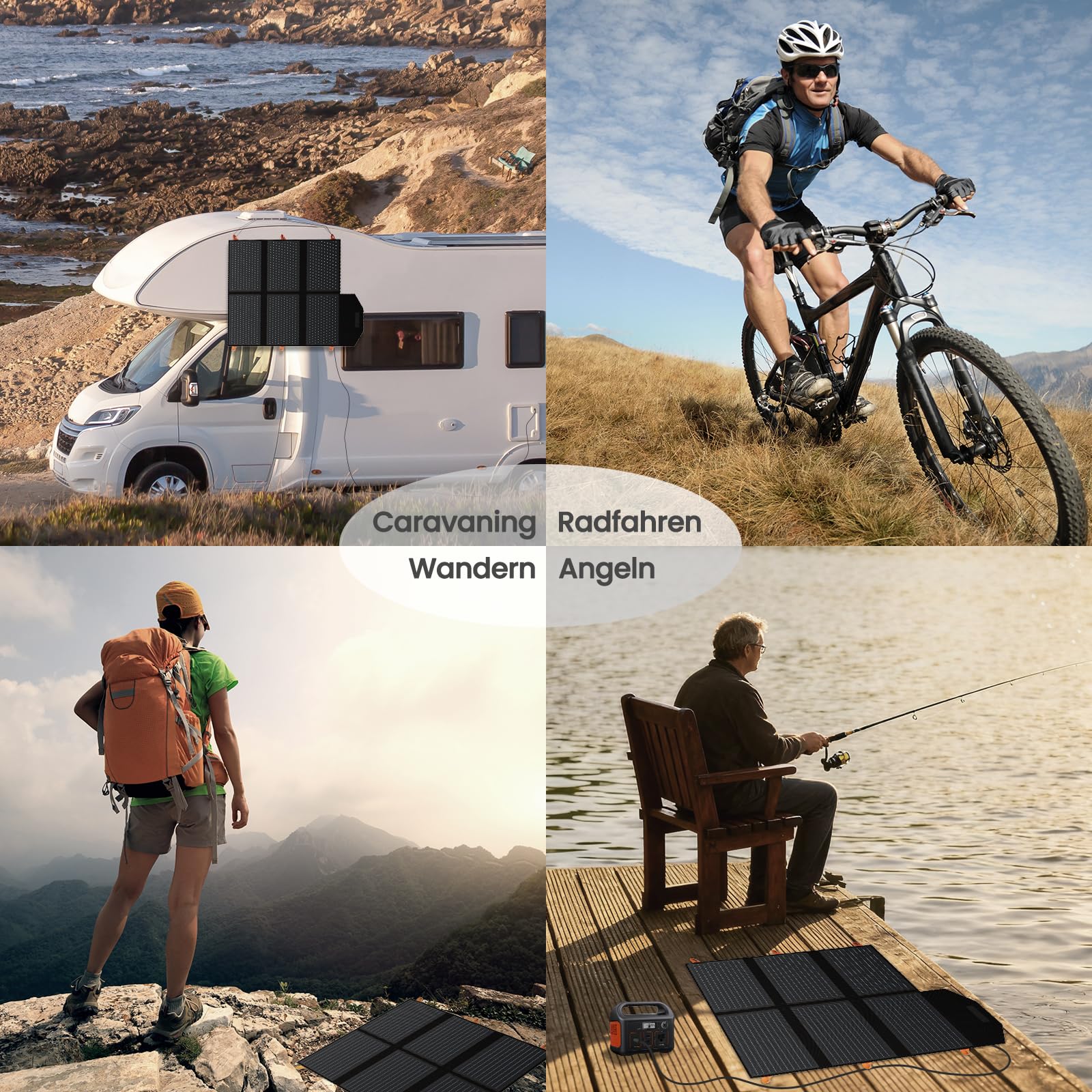 FlexSolar 60W Panneau solaire pliable, modules solaires portables ETFE avec sortie DC/QC 3.0 USB-A et USB-C (PD 45W) pour alimentation de secours, camping, sacs à dos. Compatible avec smartphone