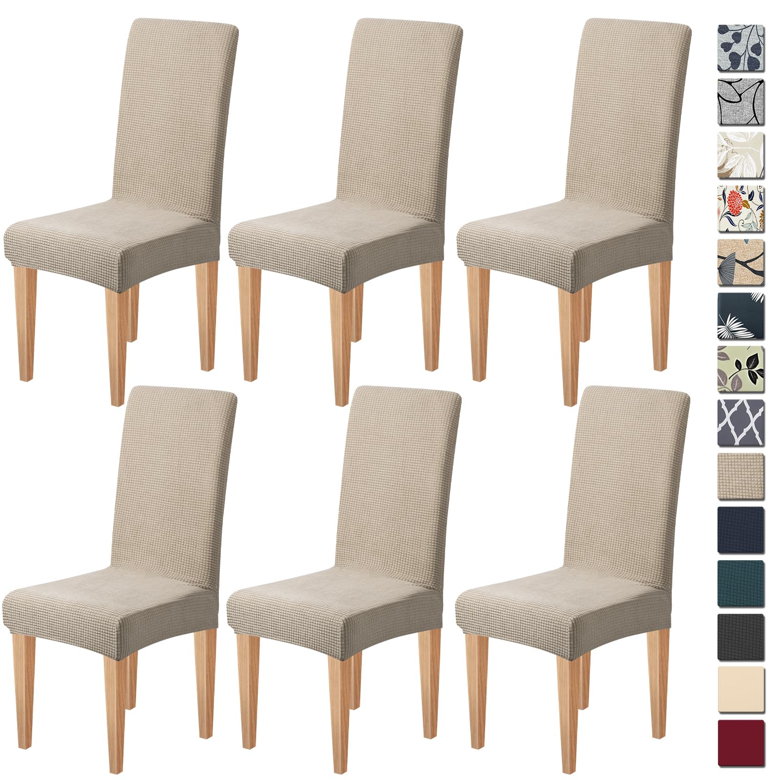 Dioxide Coprisedie con Schienale Elastico Copri Sedia da Cucina Tessuto Jacquard Antimacchia,Universali Coprisedia Elasticizzati, Moderno Fodera Sedia per Soggiorno,Cucina,Casa (Cachi,6pc)