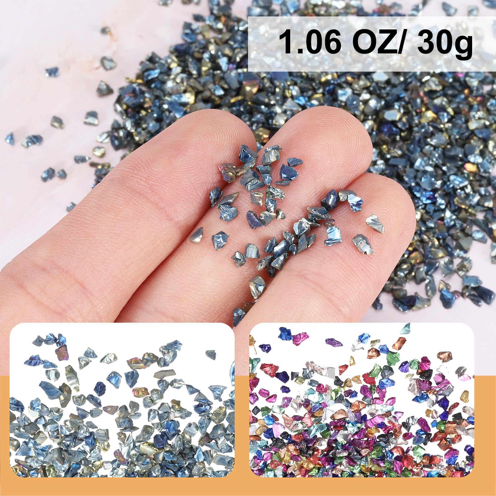 Frammenti Vetro Metallizzato Per Resin Art - 30g Pezzi Irregolari 1-3mm Per Decorazioni E Gioielli