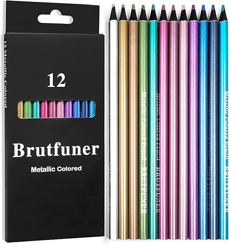 Lápices de colores metálicos, juego de 12 lápices de dibujo profesionales para libros de colorear para adultos, suministros de arte para artistas,