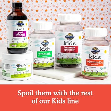 Garden of Life Kids Organic Vitamin D3 Gummies with 800 IU (100% Daily Value) for Strong Bones, Teeth, Brain & Immunity Non-GMO, No Gluten, Vegetarian, Sugar Free, Orange Flavor, 60 Servings