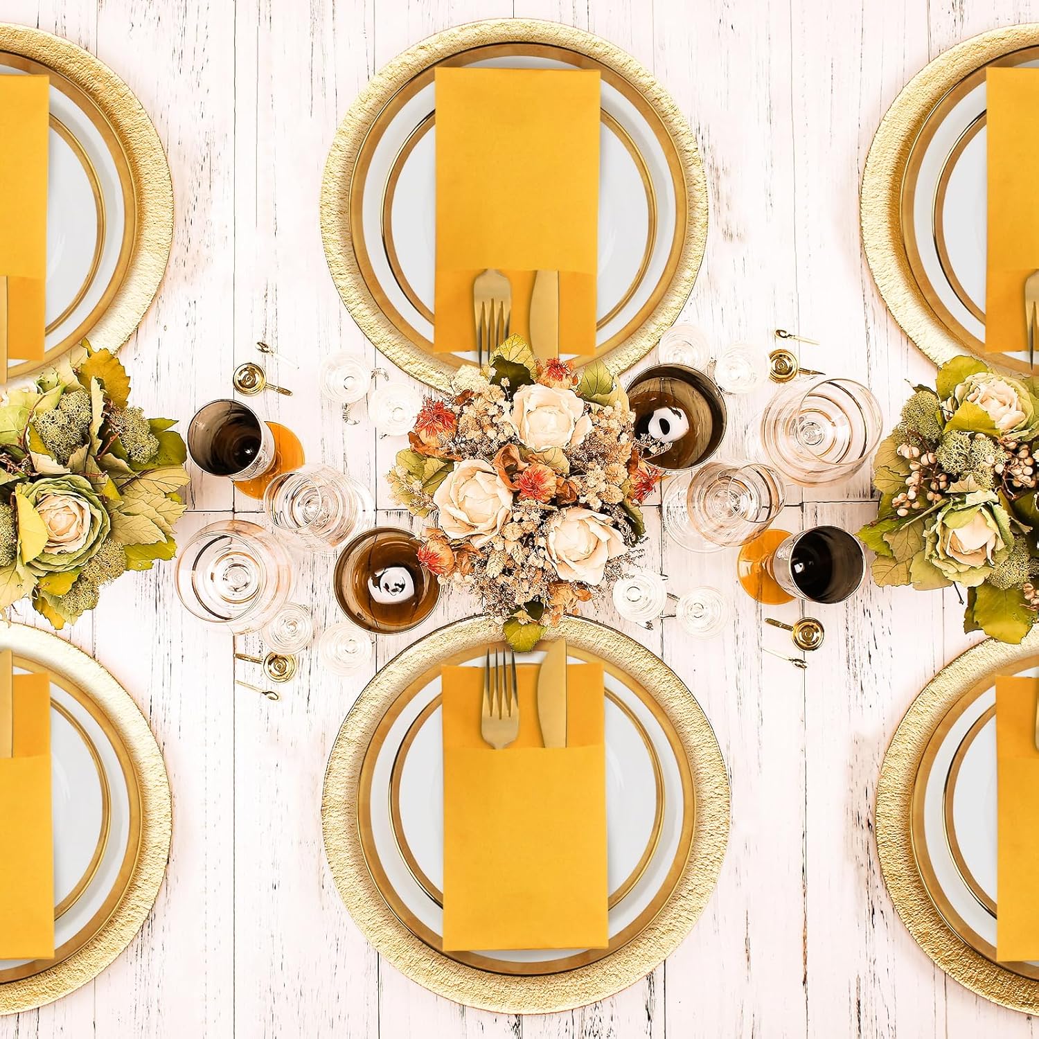 KAMMAK Dinner Napkins Disposable Orange-Yellow Cloth Like Paper Napkins with Pocket 100 Pack Wedding Napkins Reception Guest Hand Towels for Party, Decorative, Bathroom, Restaurant (16.5 x 16.5 inch)