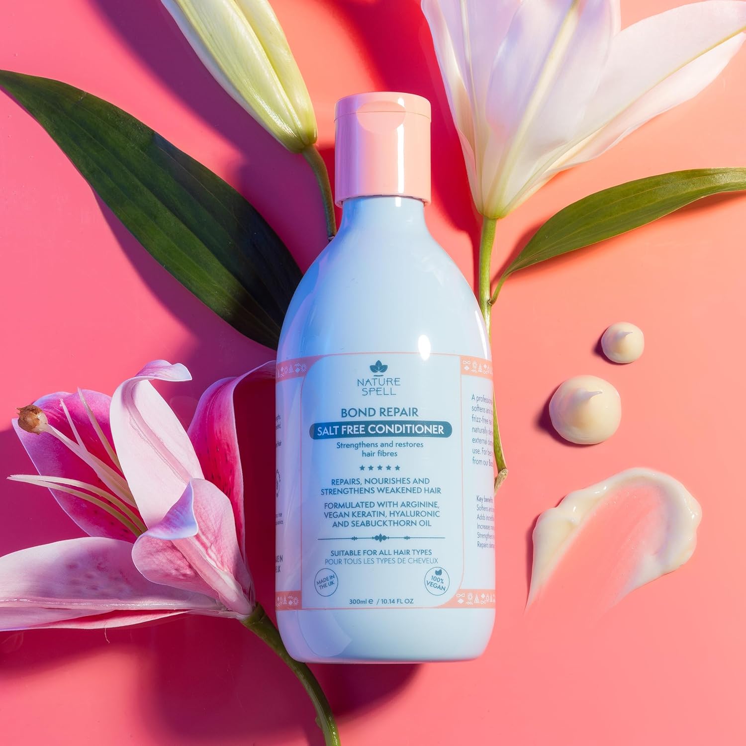 Nature Spell Bond Repair Conditioner, Sulfate & Paraben Free, Repairs & Nourishes Weak Strands with Vegan Keratin & Hyaluronic Acid, Color Safe, For All Hair Types, Vegan, 10.14 fl oz - Image 7