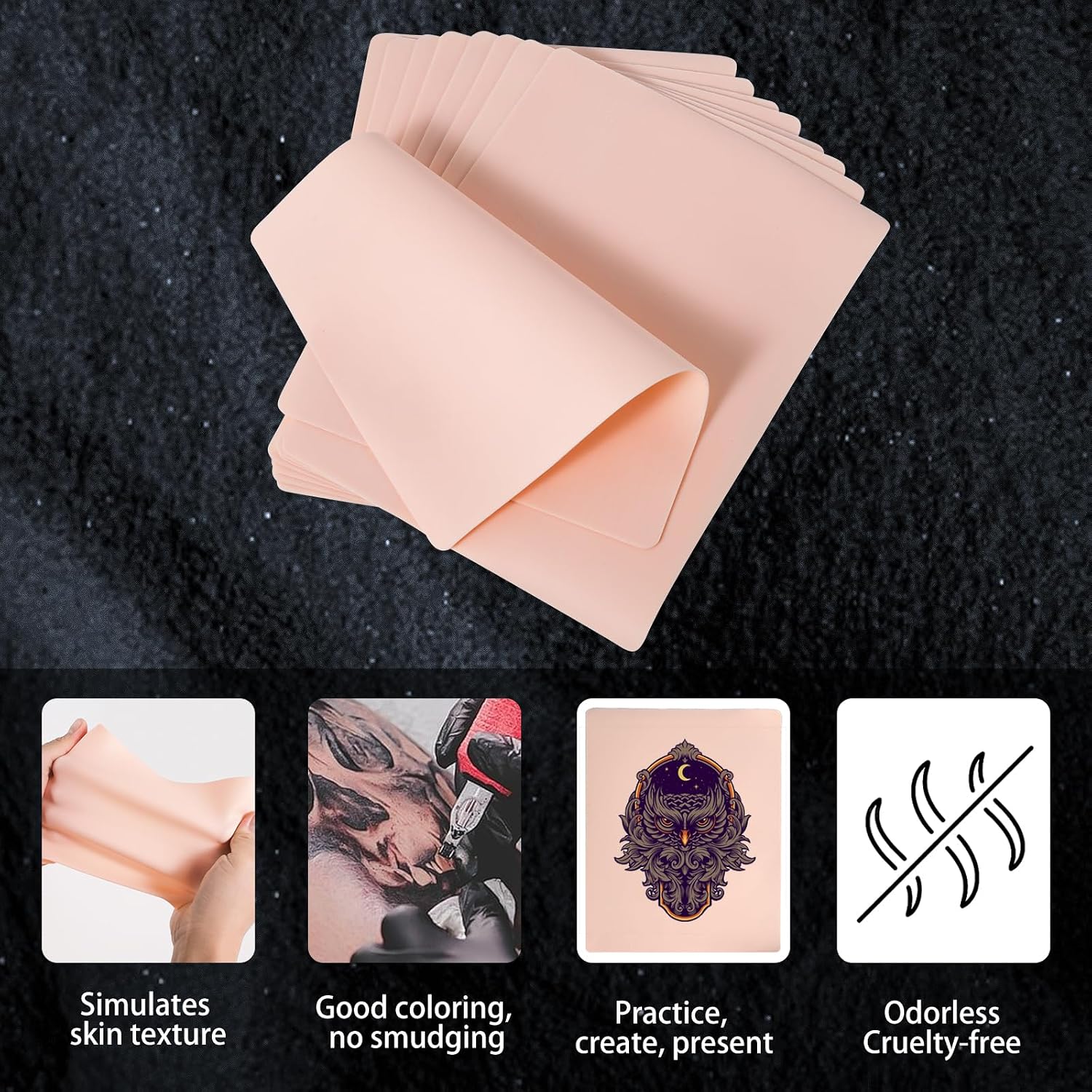 Tattoo Practice Skin 30pcs Kit 1mm Thick Fake Skin Silicone Practice Skin Tattooing 7.41 * 5.58 Inch Soft for Beginners Artists