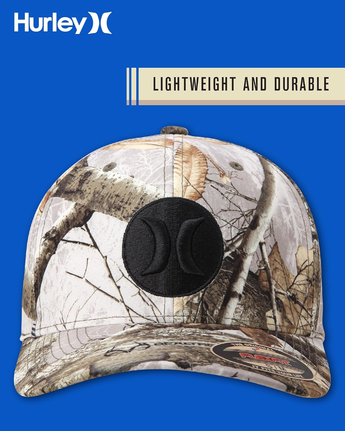 Hurley Mens Baseball Cap - Curved Brim Flexfit Fitted Hats for Men (Sizes: S-XL)