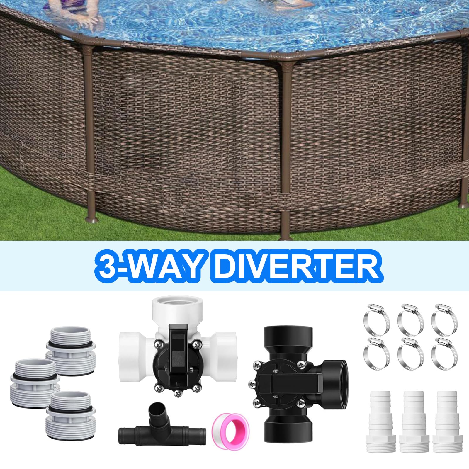 Generisch Kit de vannes de déviation de piscine avec adaptateur de tuyau