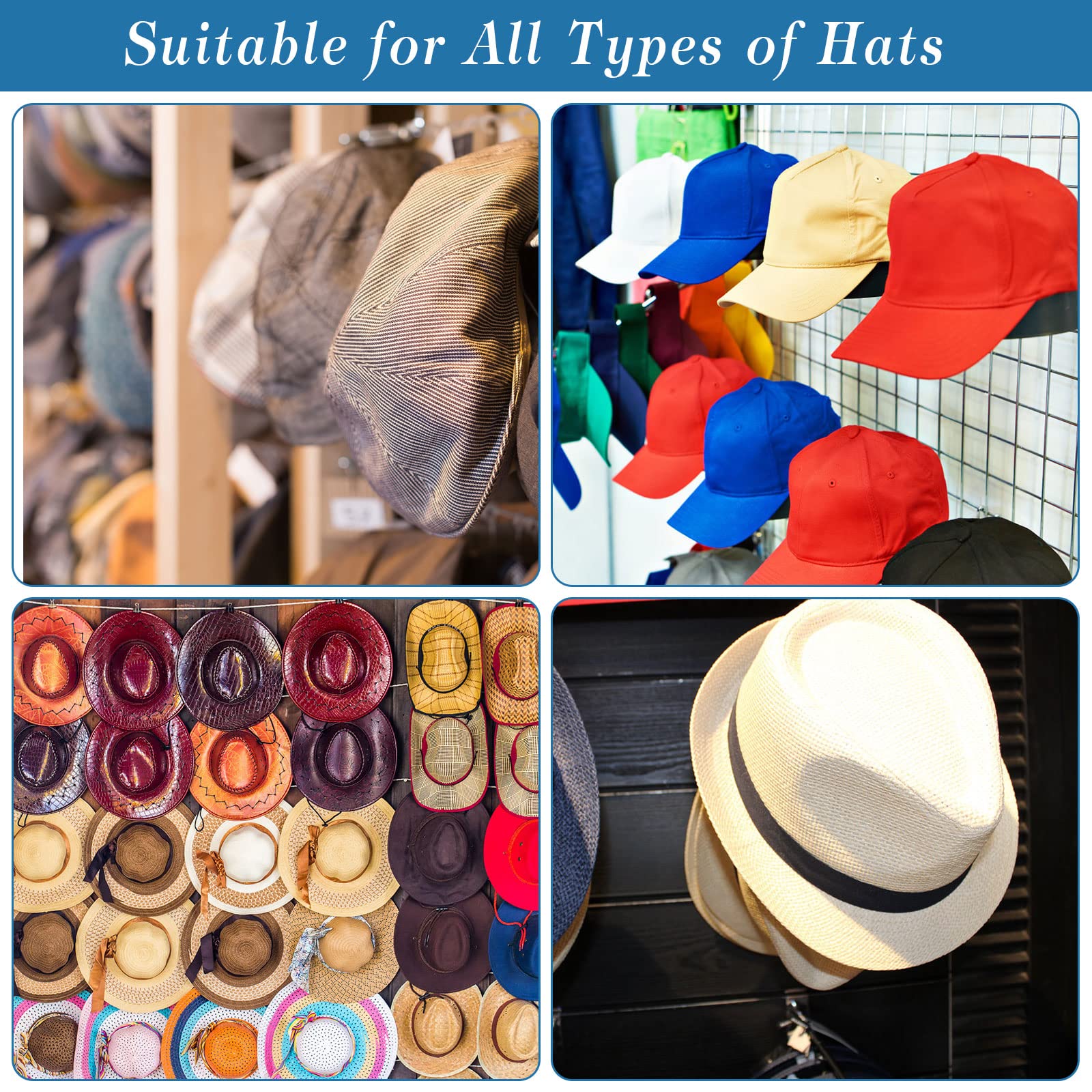 Ganci Per Cappelli Autoadesivi Aupawdy - 10 Pezzi Nero, Senza Fori, Per Cappelli Da Baseball E Berretti - Foto 12