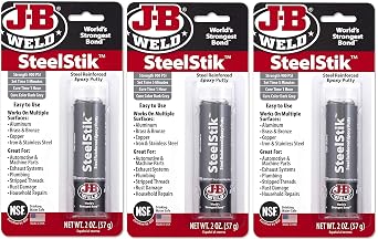 J-B Weld 8267-S SteelStik Steel Reinforced Epoxy Putty Stick - 2 oz, Pack of 3