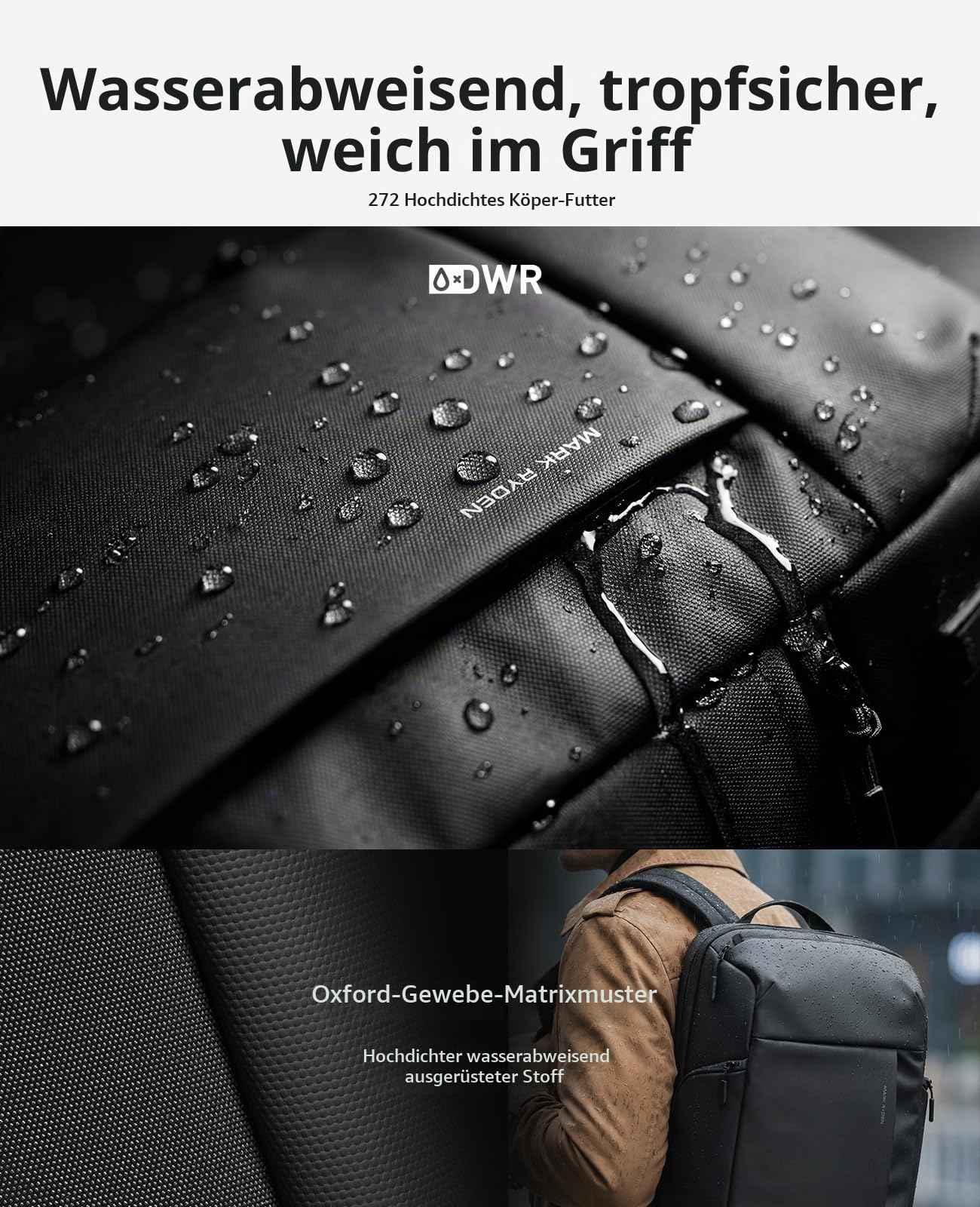 MARK RYDEN ODIN Anti-Diebstahl Rucksack, 32L für Reiserucksack, Handgepäck & Tagesrucksäcke, Arbeitstasche Herren Laptop Rucksack 15 Zoll Business Rucksack Herren