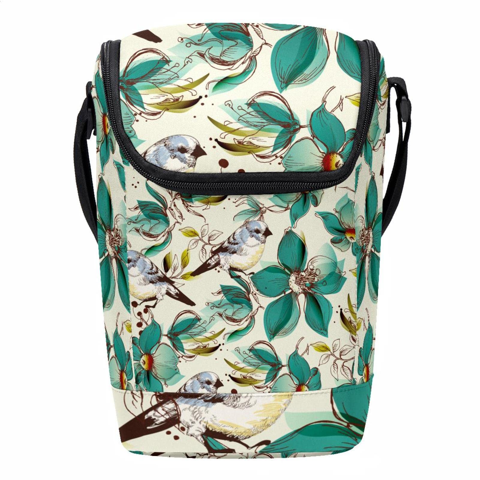 Bolsa de almuerzo vintage con estampado floral para trabajo y picnic