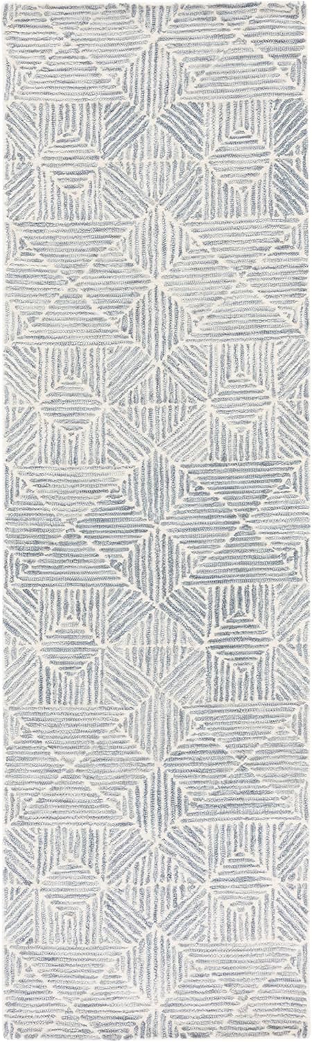 SAFAVIEH Abstract Collection Runner Rug - 2'3" x 6', Grey & Ivory, Handmade Wool, Ideal for High Traffic Areas in Living Room, Bedroom (ABT763F)