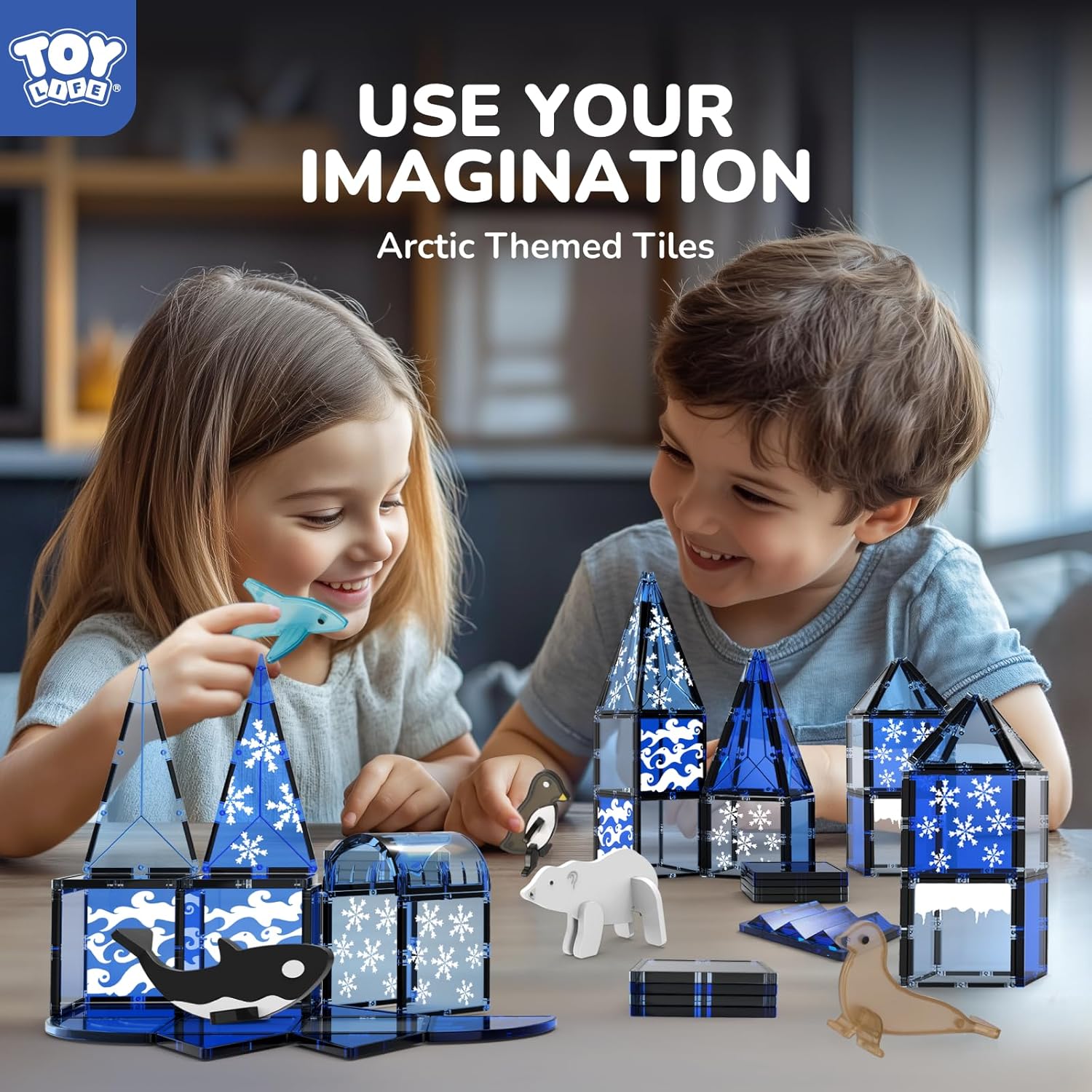 TOY Life Magnetic Tiles for Kids Ages 4-8, Magnetic Toys for Toddlers 3+, Magnet Tile Building Toy for Kids Ages 3-5, Magnet Building Tiles, Toddlers Preschool (56 pcs)